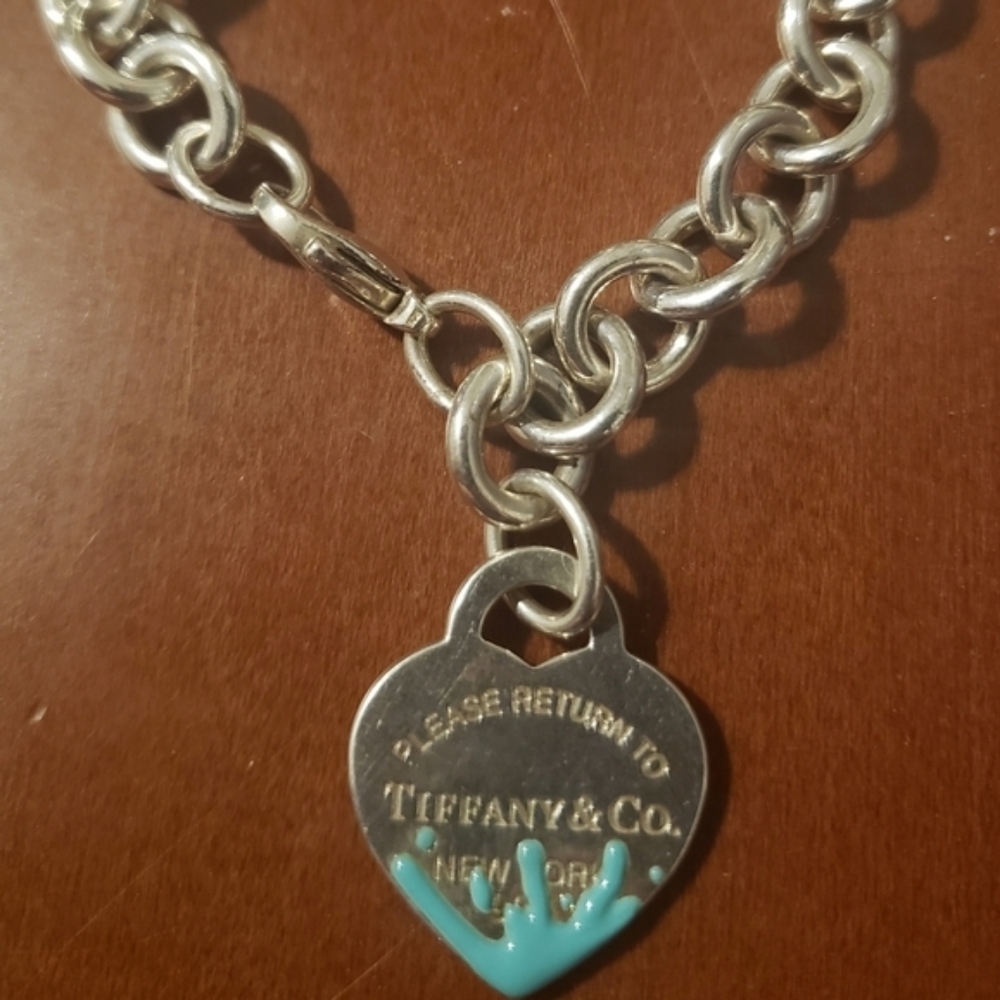 Tiffany & Co Return to Tiffany Blue Enamel Splash Heart Tag Bracelet EUC! - Picture 8 of 8